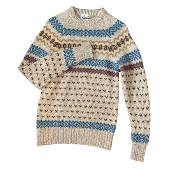 Vintage 1960’s Woolrich Fair Isle Sweater Wool - Picture 4 of 11